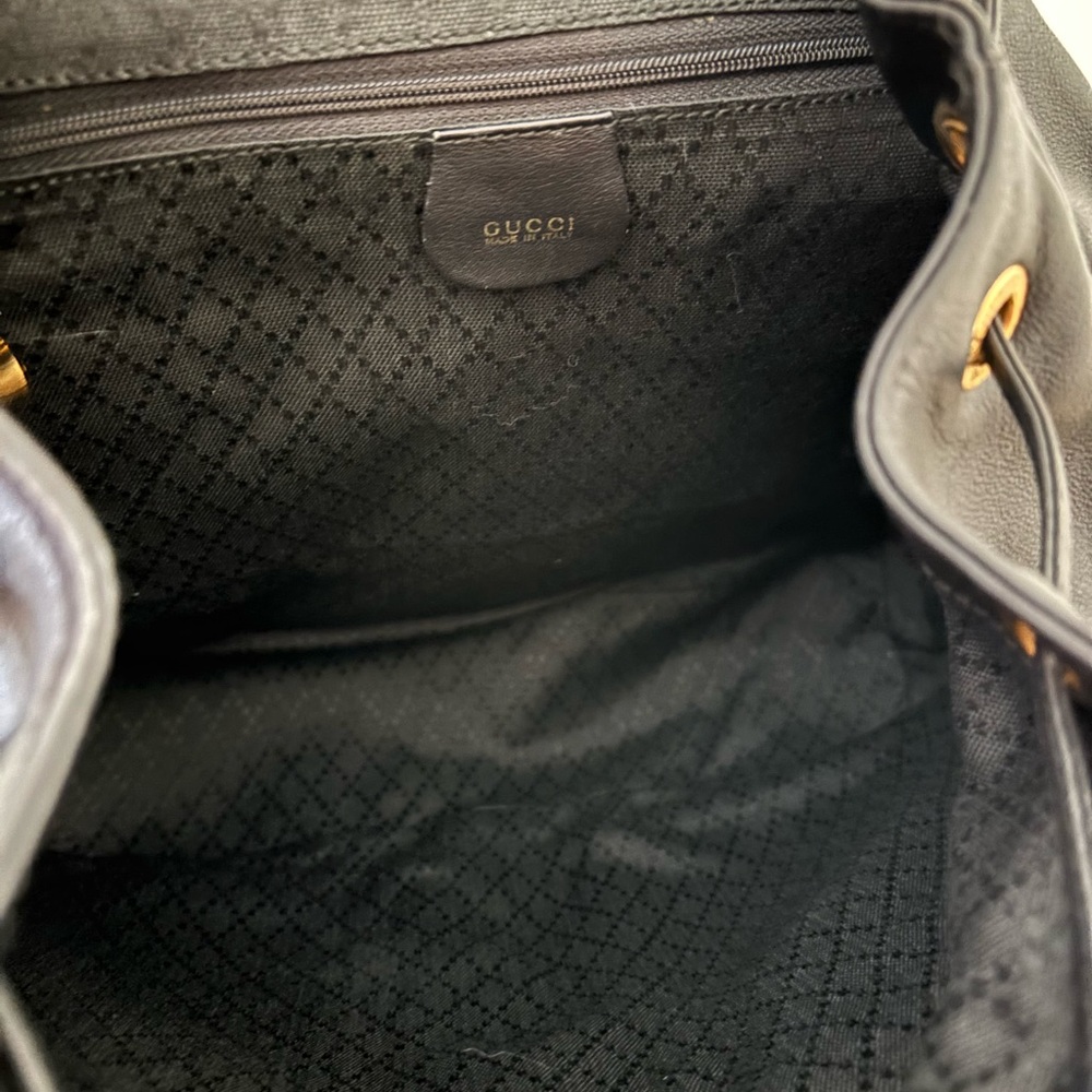 Authentic Gucci Bamboo Line Black Leather Backpack | Iconic Vintage Luxury - Picture 7 of 9